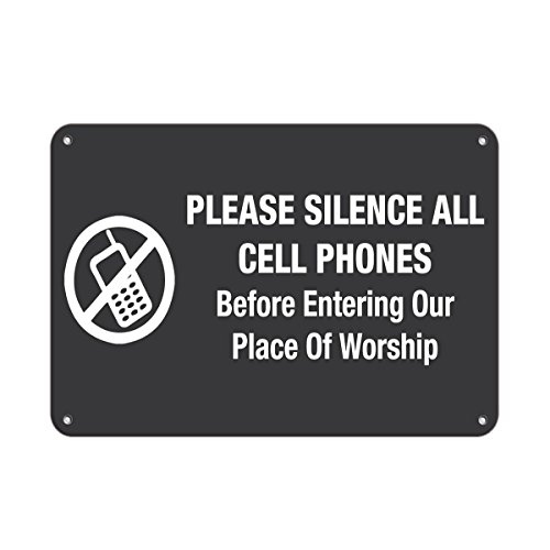 Aluminum Horizontal Metal Sign Multiple Sizes Silence Your Cell Phones Before Entering Worship B Black Business All Over Weatherproof Street Signage 10x7Inches