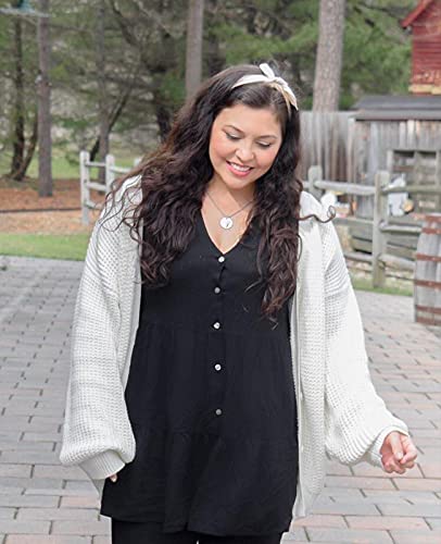 Qualfort Women's Cardigan Sweater 100% Cotton Button-Down Long Sleeve Oversized Knit Cardigans Off White X-Large #TOP3