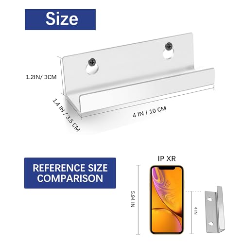 KINI MOX 6PCS Vinyl Record Shelf Wall Mount 4 INCH Clear Acrylic Album Record Holder Display Floating Shelves Wall Monut for Bathroom Bedroom Living Room Kitchen (4 inch, Clear, 6pcs) - Thumbnail 4