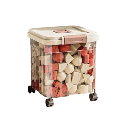 Diexgiy 家庭用の子供用おもちゃ収納ボックス、ベビーおもちゃ、積み木、ぬいぐるみ、車輪付きの収納・整理用アーティファクト (ベージュ,大号)