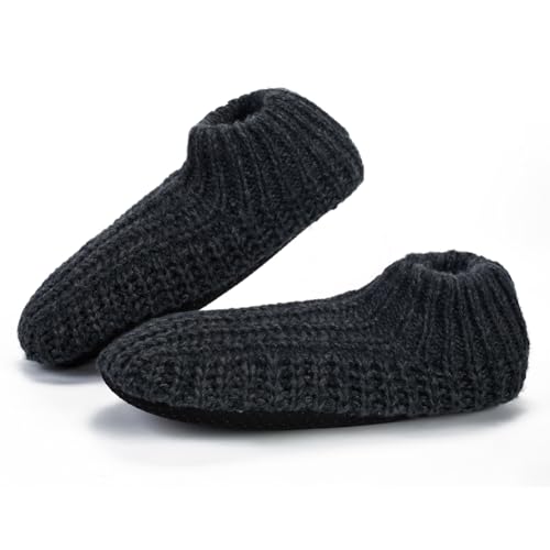 LEMZONE Men's Cozy Slipper Socks Non Slip Winter Warm Indoor Soft Sole Sock Shoes with Sherpa Lining