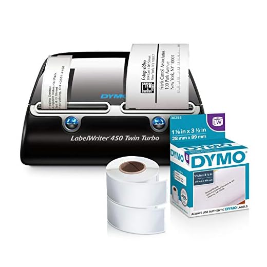 DYMO LabelWriter 450 Twin Turbo Label Printer with 2 extra rolls of 350 White Mailing Address Labels (1-1/8'' x 3-1-2'')