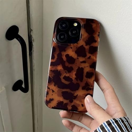Coque ambrée rétro iPhone 15 Pro Max léopard marron et protection souple - 5