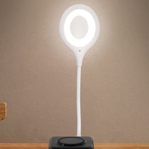 KHIZAR Plastic Smart Voice Control Usb Night Light For Bedside, 3 Level Dimmable Colors Changing Eye Protection Portable Led Table And Portable Reading Lamp, White KHIZAR Plastic Smart Voice Control Usb Night Light For Bedside, 3 Level Dimmable Colors Changing Eye Protection Portable Led Table And Portable Reading Lamp, White