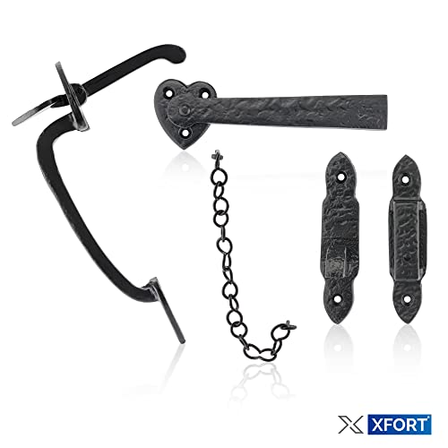 XFORT Smithy's Range Thumb Gate Latch Black Antique, Traditional Suffolk Latch, Cast Iron Gate Door Latch, Suitable for Shed and Gate Doors.