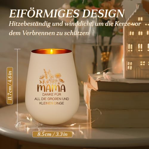 Craftique Muttertagsgeschenk, Geschenke für Mama - Windlicht mit Blumenmuster- Mama Geschenk, Geschenk Mutter Geburtstag, Geburtstagsgeschenk für Mutter, Bonusmama