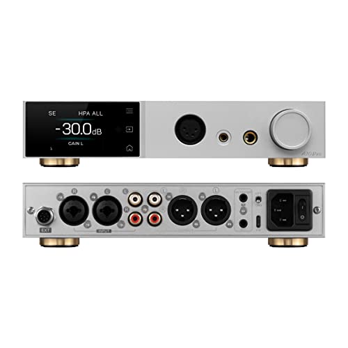 KGUSS Topping A70Pro Fully Balanced Headphone Amplifier Preamp - 17000mWx2 Output Power, 2 Gain, R2R Relay Volume Control, Full Color Dispaly HiFi Audio Support Extensions(Silver)