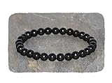  Pulsera de Azabache de 6 mm, Pulsera de Jet, Madera del Cretácico Fosilizada, Pulsera Ligera Unisex de Piedras Semipreciosas, Madera Fosilizada Ancestral hecho a mano en España con Cuentas Naturales
