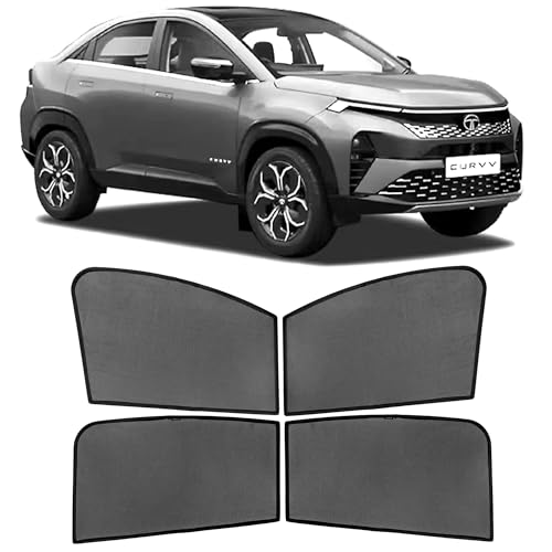Image of AutoStory Custom Fit Black Mesh Car Sunshade for Tata Curvv | UV & Heat Protection Car Window Curtains | Privacy Car Sun Shade | Breathable Vehicle Specific Side Window Shades
