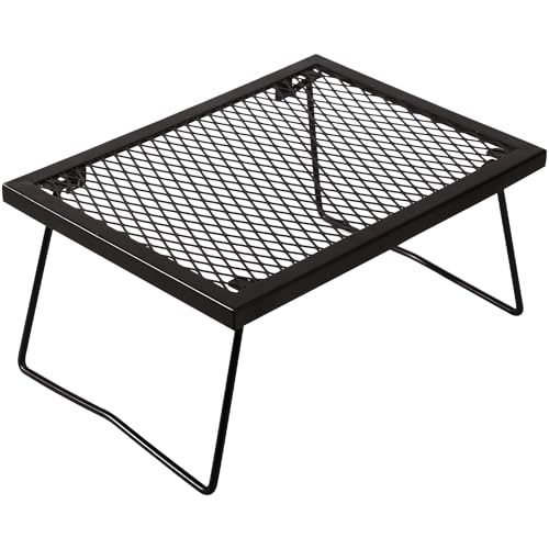 REDCAMP Folding Campfire Grill Grate, 43 x 31 cm Portable Heavy Duty Steel Camp Grill Over Fire for Camping Outdoor Kitchen Cooking BBQ