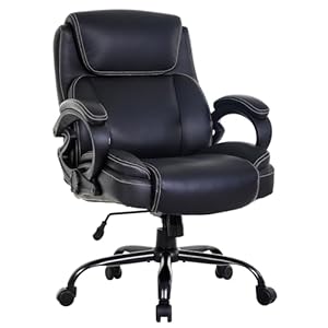 PayLessHere Big and Tall Office Chair 400lbs Wide Seat Ergonomic Computer Chair with Arms and Lumbar Support Pu Leather High Back Executive Task Desk Chair for Back Pain, Black