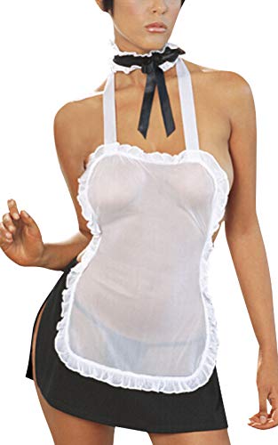 FEOYA - Ensemble Lingerie Deguisement Femme Soubrette Cosplay Uniform Costumes Sexy Jeu de Rôle Vêtement de Nuit Babydoll Style 3 Taille 38-42