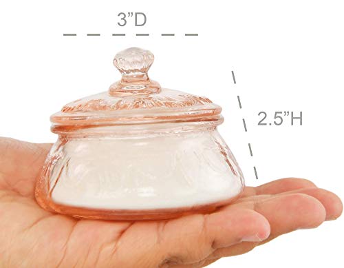 Home-X Depression Retro Style Glass Sugar Jar With Lid, Covered Round Container And Pink Glass Salt Cellar With Lid Retro Style #TOP3
