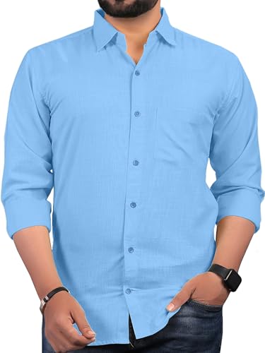 Image of Men Regular Fit Solid Spread Collar Casual Shirt