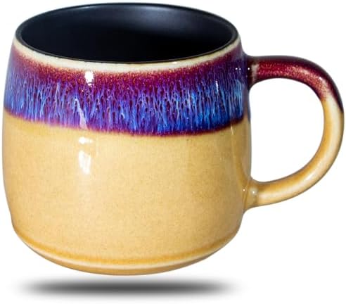 oojdzoo Large Ceramic Coffee Mugs 20 Oz, Oversized Pottery Coffee Mugs Handmade,Big Stoneware Tea Cups for Office and Home(Purple/Sand)