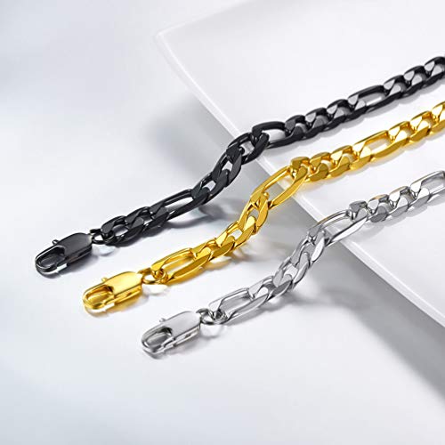 Pulseira de corrente Fígaro de aço inoxidável para homens e mulheres, crianças, da ProSTEEL 6 mm/9 m