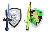 PowerTRC Sword and Shield Play Set | Unique Sword and Shield Design | Foam Weapons | Pretend Play Weapons | Kids Play Knights | White Eagle and Golden Lion Shield