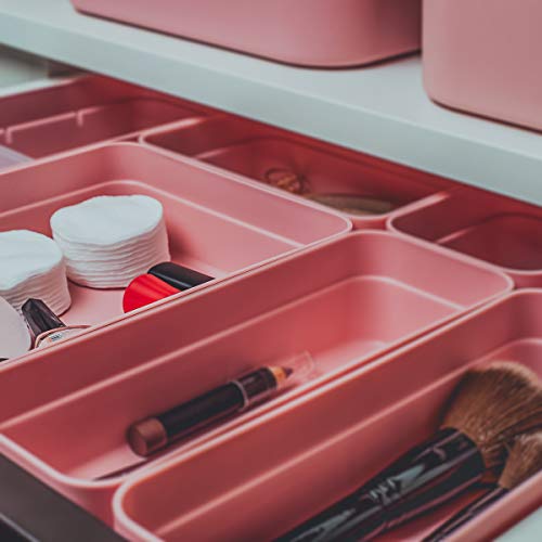 Organizador De Gaveta Ou Organizador De Maquiagem Multiuso G Rosa Quartzo