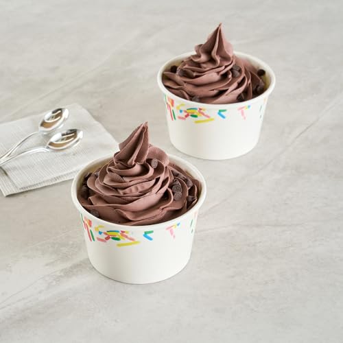 Image of Restaurantware Ice Cream Cups 50 Pack of 8 oz Leak-Resistant Disposable Dessert Bowl Frozen Yogurt Cup Round Paper Container For Cold And Hot Desserts