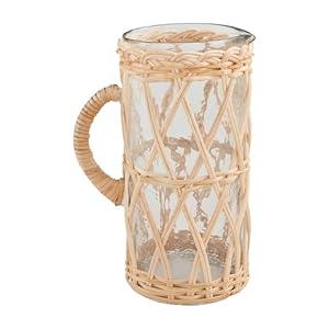 Mud Pie Rattan Glass Pitcher; 64 oz