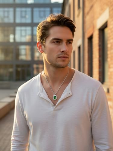 Gothic Punk Gemstone Necklaces for Men Women Sterling Silver CZ Diamond Accented 16-19 Carat Blue/Red/Green Stone Pendant Dragon Claw Necklace Jewelry Gift for Lover Husband - Image 4