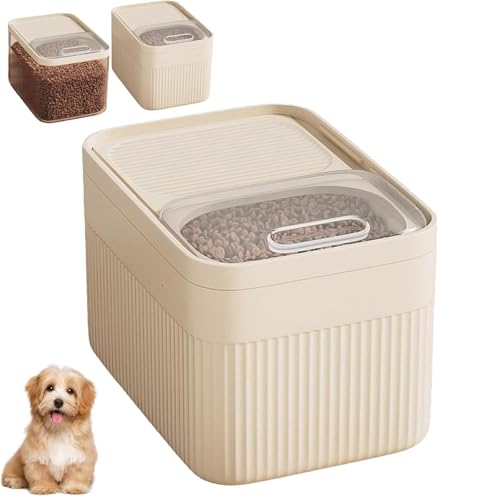 Airtight Dog Food Storage Container with Measuring Cup, Clear Pet Food Storage Bins, Up to 30 lbs, Large Pet Dry Foo𝖽 Storage Bins for Dog Cat Bird and Other Pe𝗍 Foo𝖽 (white,Large)