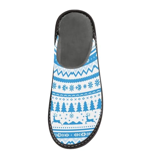 Slippers for Women Blue Aztec Geometric Pattern Soft Winter Warm Shoes Indoor Outdoor Non-Slip House Travel Slippers3