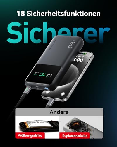 INIU Laptop Power Bank, 140W PD3.0 27000mAh Hochkapazität Powerbank, Kompakt USB-C EIN & Ausgang Externer Akku Kompatibel mit MacBook Pro, Steam Deck, iPhone 17 16 15 Pro, Samsung S22, iPad Pro usw. 4