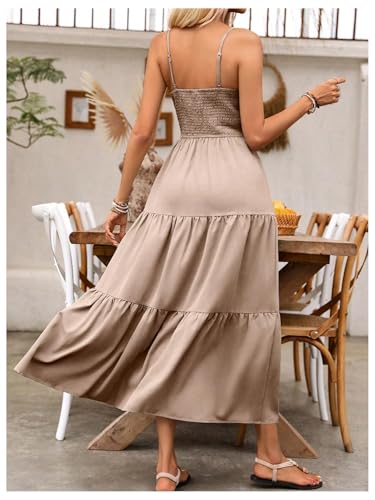 Image of BEAUDRM Women's Summer Maxi Dresses Boho Summer Wedding Guest Dress Beach Vacation Outfits Cruise Flowy Milkmaid Sundresses