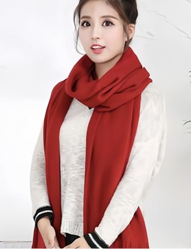 Wander Agio Women's Warm Long Scarves Winter Scarfs Pure Color Scarf Tassel4