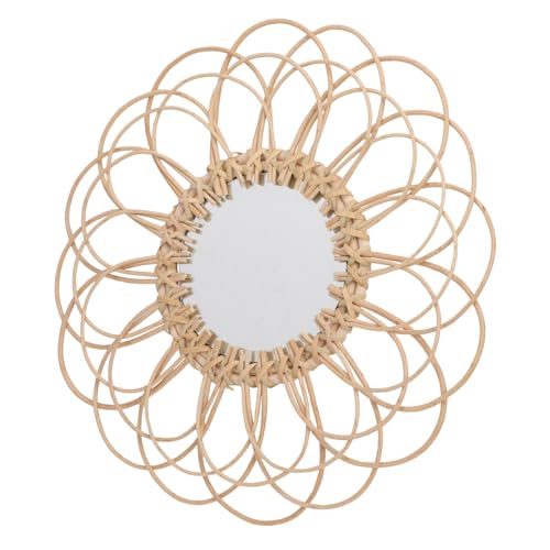 ORFOFE Hängender Rattan Spiegel Rund Vintage Stil Geflochtener...