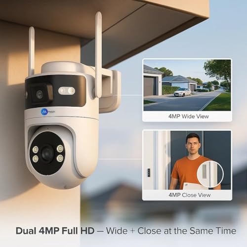 Image of Maizic Smarthome Syno 4G SIM CCTV Camera Outdoor | Dual 4MP Lens 360 View | No WiFi | Color Night Vision | Two-Way Audio | Mobile App Remote Access | SD Card & Cloud Storage