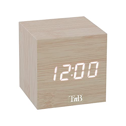 T'NB - Moderner digitaler Wecker aus Holz, multifunktionaler LED-Wecker, digitale Uhr mit Zeitanzeige, verstellbare Beleuchtung, 3 programmierbare...