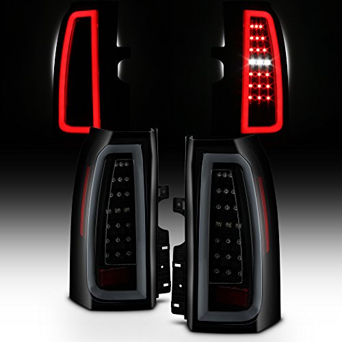 For 2015-2020 Chevy Tahoe Suburban Full LED Daytime Running Lamp Bar Tail Lights Black Housing Smoked Lens Full Set