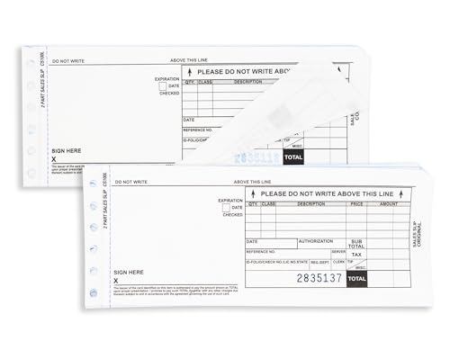 2500 2 Part Long Credit Card Imprinter Sales Slips, 100 of 25