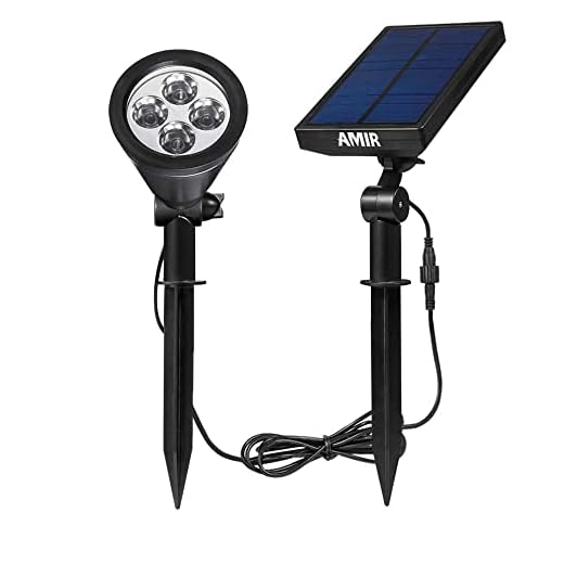 AMIR Upgraded 2 in 1 Solar Lights, 180° Adjustable Waterproof Outdoor Landscape Lighting Spotlight Wall Light Auto On/ Off for Yard Garden Driveway Pathway Pool Tree Patio (White)