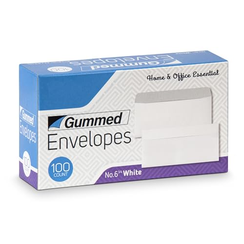 SteadMax 100 Pack #6 3/4 Gummed Flap, Business Envelopes for Mailing, Home and Office, 3-5/8 x 6-1/2 Inches...
