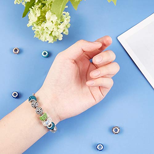 Nbeads 1 Box 100 Pcs Mix Color Crystal Charms Rhinestone Spacer Beads Largr Hole Beads Fit European Bracelet Snake Chain Charms Bracelet #TOP3