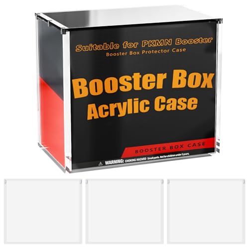 3 Pack PKMN Booster Box Acrylic Case Display Magnetic Ultra Thick 8mm + 5mm Acrylic Booster Box Protector Case with Strong Magnets Stackable Hard Crystal Clear Compatible with PKMN Booster Boxes