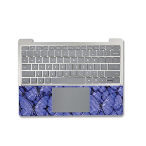 Image of MightySkins Carbon Fiber Skin Compatible With Microsoft Surface Laptop Go 3 (2023) Full Wrap Kit - Blue Butterflies | Protective, Durable Textured Carbon Fiber Finish | Easy To Apply | Made in the USA