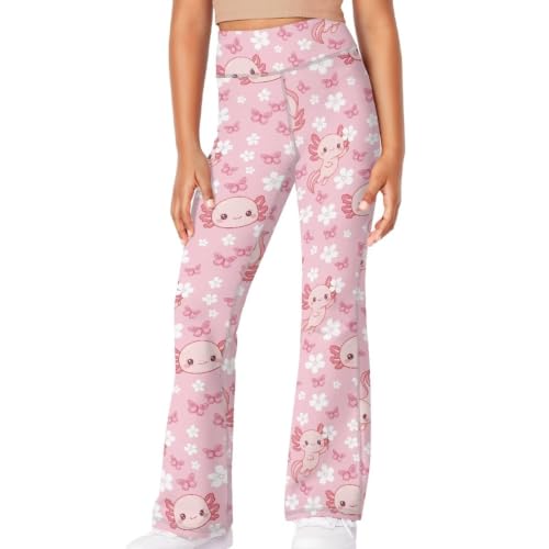 Image of Girls Leggings Floral Print High-Waisted Flared Pants 5-14 Years