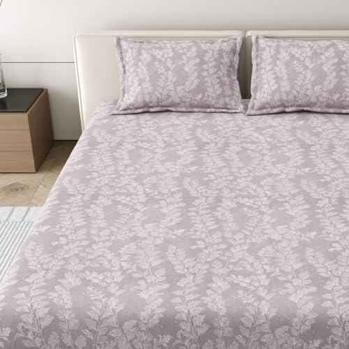 Image of Mafatlal 186 Tc Corsica Cotton Bedsheet King Size | 274 X 274 Cm | Summer Sheets for Sleeping, for Comfortable Nights | 2 Pillow Covers Included | Ash