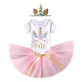 3PCS Unicorn Princess Outfit Newborn Baby Girls 1st Birthday Flower Romper Bodysuit T-Shirt Top Cake...