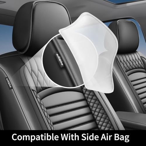 Image of Fit Outback Car Seat Covers for Subaru Outback 2010-2024 2025 2026 - Upgraded Premium Waterproof & Breathable Leather, Airbag Compatible, All-Weather Seat Cushion Protector (2 Front /Black)