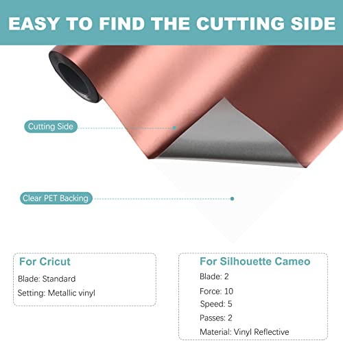 Image of HTVRONT Rose Gold Matte Metallic Permanent Vinyl - 12 inch x 10FT Matte Rose Gold Permanent Adhesive Vinyl Roll Compatible with Cricut Cutting Machine - Easy to Weed & Transfer