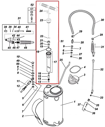 Bomba de Acionamento para Pulverizador Inox 10 litros Guarany (Stainless Steel)