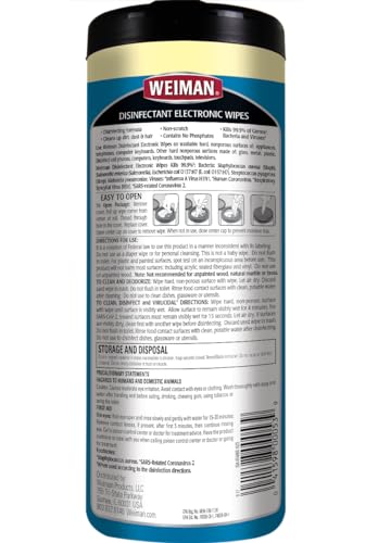 image for Weiman Disinfecting Electronic Cleaning Wipes For Keyboards, Tablets, 