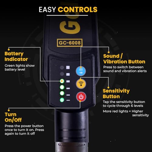 Image of Hand-Held Safety Inspection High Sensitivity Metal Detector with Sound & Vibrate Alarm Signals, LED Indicators for Security Checks at Airports, Stations, Malls, Cinemas - Pack of 1