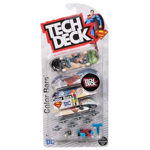 TECH DECK, Ultra DLX Fingerboard 4-Pack, DC Superman Skateboards, Collectible and Customizable Mini Skateboards, Kids Toys for Ages 6 and up