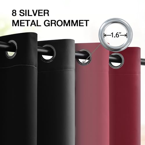Image of SimpleHome Ombre Burgundy and Black Room Darkening Curtains 84 inch Length | Bedroom Curtains,Grommet Gradient Light Blocking Window Curtains for Living Room,Thermal Insulated Drapes 2 Panels,52wx84L